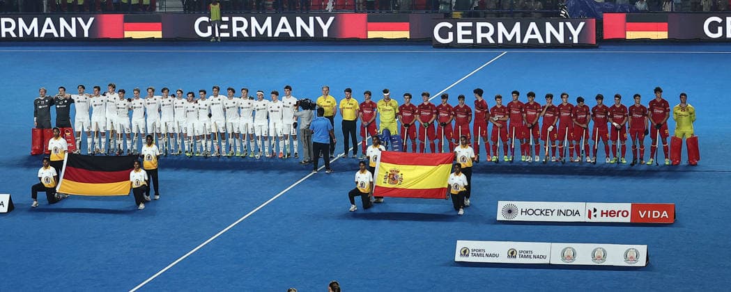 FIH Junior Hockey World Cup 2025 FIH Hockey Men s Junior World Cup Tamil Nadu 2025 10th Dec 2025 Germany, Spain and India finish first, second and third respectively at the FIH Final Cup ceremony. Chennai Mayor Radhakrishnan Stadium India Copyright: xSeshadrixSukumarx