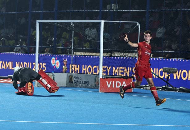 FIH Junior Hockey World Cup 2025 FIH Hockey Men s Junior World Cup Tamil Nadu 2025 10th Dec 2025 Germany, Spain and India finish first, second and third respectively at the FIH Final Cup ceremony. Chennai Mayor Radhakrishnan Stadium India Copyright: xSeshadrixSukumarx
