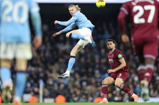 Man City v West Ham 20th December 2025, Manchester - Premier League Football - Manchester City v West Ham United - Erling Haaland of Manchester City - Photo: Charlotte Wilson Offside. Manchester UK Copyright: xCharlottexWilsonx xOffsidexOffside