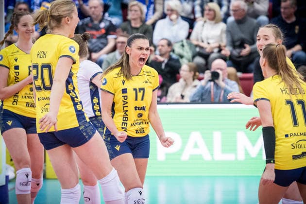 Sport Themen der Woche KW52 Vedrana Jaksetic (SSC Palmberg Schwerin, 17) - Jubel, Jubelschrei GER, Allianz MTV Stuttgart vs. SSC Palmberg Schwerin, Volleyball Bundesliga, VBL, Spielzeit 2025 2026, 27.12.2025 GER, Allianz MTV Stuttgart vs. SSC Palmberg Schwerin, Volleyball Bundesliga, VBL, Spielzeit 2025 2026, 27.12.2025 Stuttgart Copyright: xSandyxDinkelackerx EP_SDR