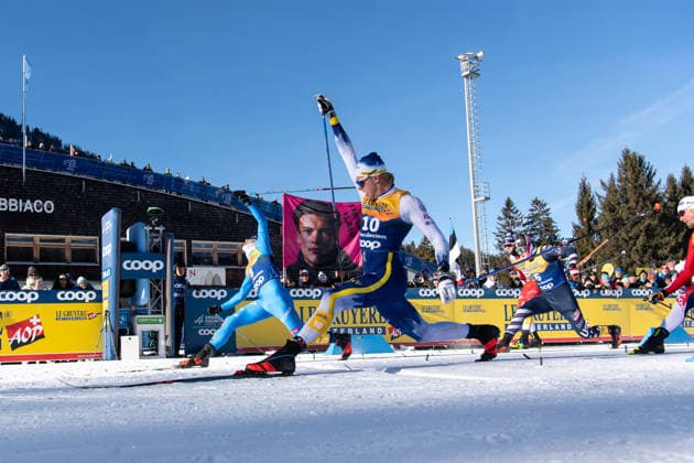 260101 Federico Pellegrino of Italy and Edvin Anger of Sweden compete in the men s 20km classic technique pursuit during day 5 of Tour de Ski on January 1, 2026 in Toblach. Photo: Maxim Thore BILDBYRAN kod MT MT0937 skidor cross-country skiing langrenn tour de ski herr bbeng tour de ski 2025 2026 25 26 jaktstart sverige Copyright: MAXIMxTHORE BB260101MT095