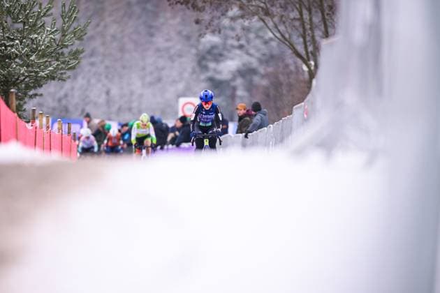 Belgian Fleur Moors pictured in action during the Women elite race at the Belgian Cyclocross Championships in Beringen on Saturday 10 January 2026. DAVIDxPINTENS  x154986449x