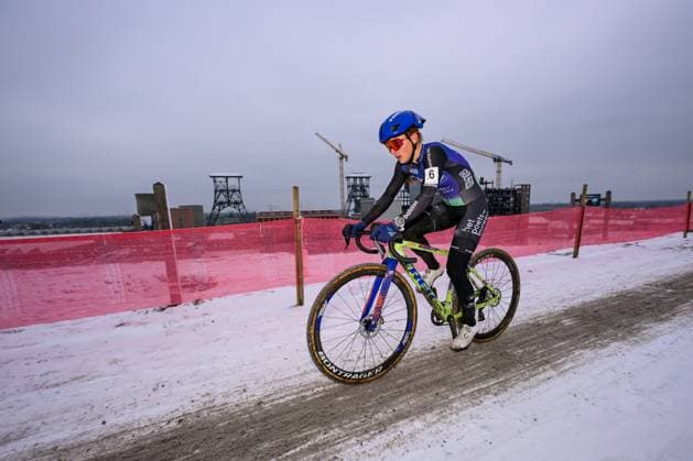 Belgian Fleur Moors pictured in action during the Women elite race at the Belgian Cyclocross Championships in Beringen on Saturday 10 January 2026. DAVIDxPINTENS  x154986476x