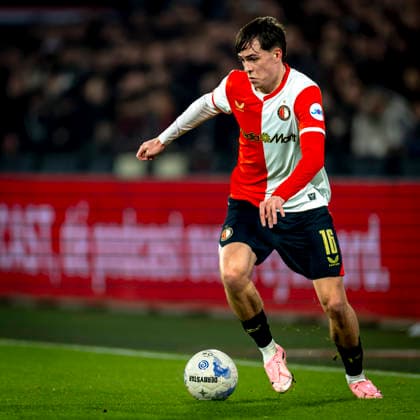 SC Feyenoord Rotterdam forwarder Leo Sauer during the match SC Feyenoord Rotterdam vs Sparta Rotterdam at the Stadium De Kuip for the Dutch Vriendenloterij Eredivisie season 2025-2026 in ROTTERDAM, Netherlands on 18 January 2026, (photo by Marcel van Dorst EYE4images DeFodi Images) -