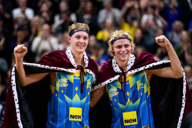 260129 Sveriges Jonatan Hellvig och Jonatan Hellvig jublar under Stockholm Beach 2026 den 29 januari 2026 i Stockholm. Copyright: EMMAxWALLSKOG BB260129EW032