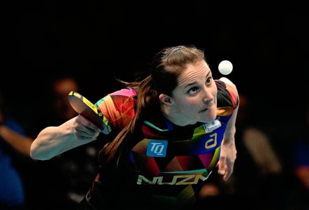 Sabine Winter, Deutschland, TSV Dachau, im Viertelfinale des Europe Top 16 in Montreux Europe Top 16 Cup 2026 im Salle Omnisport du Pierrier in Montreux - 7. Februar: Sabine Winter, Deutschland, TSV Dachau, Finalistin des WTT Champions Montpellier und Europoranglistenerste, gewinnt im Viertelfinale gegen Maria Xiao, Spanien, und qualifiziert sich für den World Cup Montreux Montreux-Clarens, Salle Omnisport du Pierrier Vaud Schweiz