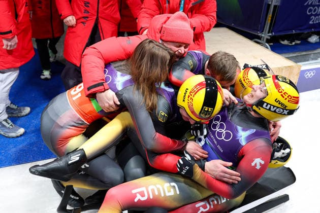 Olympische Winterspiele Milano Cortina 2026 Rennrodeln Team Staffel am 12.02.2026 im Cortina Sliding Centre in Cortina d™Ampezzo Team Deutschland gewinnt die Gold Medaille