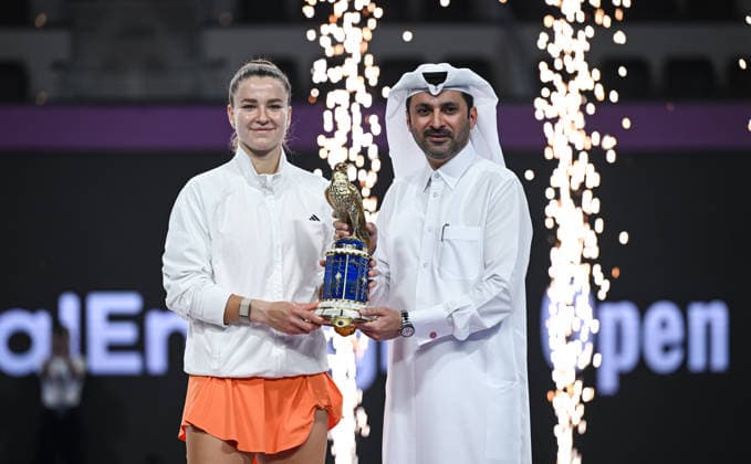 Qatar TotalEnergies Open 2026 Final, victory ceremony, winner Karolina Muchova (CZE) Karolina Muchova (CZE)