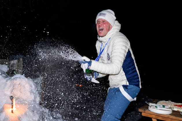 260220 Johannes Dale-Skjevdal of Norway of the Norwegian national biathlon team at a medal celebration during day 14 of the 2026 Winter Olympics on February 20, 2026 in Anterselva. Photo: Mathias Bergeld BILDBYRAN kod MB MB1340 skidskytte biathlon skiskyting Olympic Games, Olympische Spiele, Olympia, OS olympics winter olympics os ol olympiska spel vinter-os olympiske leker milano cortina 2026 milan cortina 2026 milano cortina 2026 olympic games milano cortina 2026 winter olympic games milano cortina-os milano cortina-ol vinter-ol 14 bbeng norge norway jubel Copyright: MATHIASxBERGELD BB260220MB122