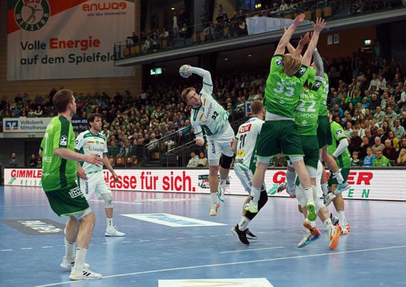 20.02.2026, xovx, Handball Daikin Handball Bundesliga, HSG Wetzlar - SC DHfK Leipzig v.l. Dominik Mappes (HSG Wetzlar), Dean Bombac (SC DHfK Leipzig), Franz Semper (SC DHfK Leipzig), William Bogojevic (SC DHfK Leipzig), Georg Löwen (HSG Wetzlar), Jona Schoch (HSG Wetzlar), Josip Simic (HSG Wetzlar), Stefan Cavor (HSG Wetzlar) Wetzlar Buderus-Arena Hessen Deutschland (DE)