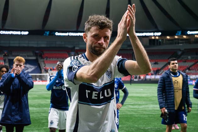 Thomas Muller (13 Vancouver Whitecaps FC) acknowledges fan supporters after winning the Concacaf Champions Cup Round One second match between Vancouver Whitecaps FC and CS Cartagines at BC Place Stadium in Vancouver, British Columbia, Canada (EDITORIAL USAGE ONLY). Copyright: xAmyxElle SPPx Sportspressphoto_SPR97734