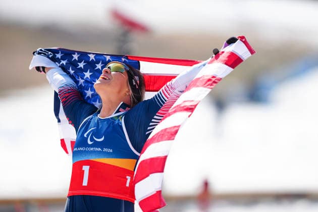 VAL DI FIEMME, ITALY 20260310 USA s Oksana Masters takes gold in the women s cross-country skiing, sitting sprint, at the Tesero Cross-Country Skiing Stadium in Val di Fiemme, Italy. VAL DI FIEMME ITALY x10500x