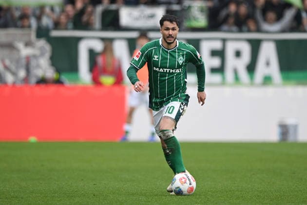 Leonardo BITTENCOURT (HB) Aktion, Einzelaktion Fussball 1. Bundesliga Saison 2025 2026, 26.Spieltag, Spieltag26, matchday26, SV Werder Bremen (HB) - 1. FSV Mainz 05 (MZ) 0-2 am 15.03.2026 im Weserstadion Bremen Deutschland. DFL regulations prohibit any use of photographs as image sequences and or quasi-video Â