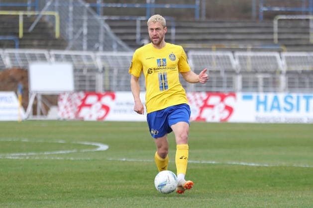 Fußball Regionalliga Nordost: 1. FC Lok Leipzig - Hertha BSC II; 15.03.2026 David Grözinger (27, Lok Leipzig). Fußball, Regionalliga Nordost, Saison 2025 2026, 26. Spieltag: 1. FC Lok Leipzig vs. Hertha BSC II am 15.03.2026 im Bruno-Plache-Stadion, Leipzig. Copyright: xBEAUTIFULxSPORTS JanxKaeferx