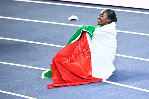 Italy s Zaynab Dosso wins gold in the women s 60m at the World Athletics Indoor Championships at the Kujawsko-Pomorska Arena in Torun, Poland, March 21, 2026. TORUN POLAND x10080x