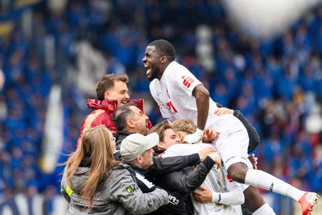 29.03.2026, GER, Fussball, Maenner, Saison 25 26, Thueringen Pokal, Halbfinale, FC Rot-Weiss Erfurt - FC Carl Zeiss Jena Marco Ferdinand Wolf (FC Rot-Weiss Erfurt) schiesst in der 81min. den 4:3 Führungstreffer 99096 Erfurt Steigerwaldstadion Rasenplatz Thueringen Deutschland