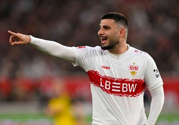 04.04.2026, Fussball 1. Bundesliga 2025 2026, 28.Spieltag, VfB Stuttgart - Borussia Dortmund, in der MHP-Arena Stuttgart, Deniz Undav (Stuttgart) gestikuliert.