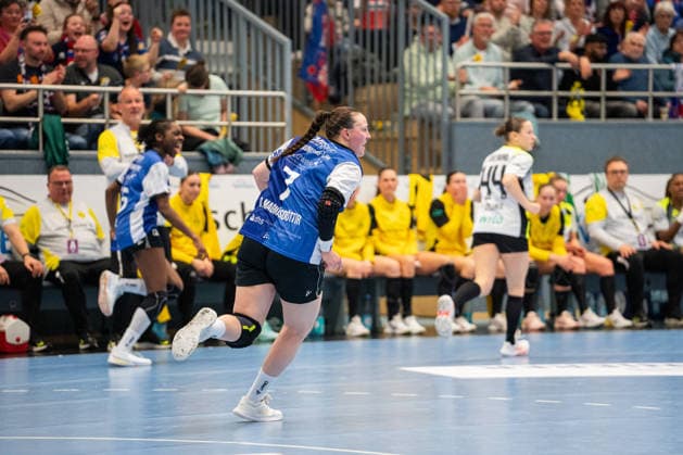 HSG Blomberg-Lippe (GER) vs. Borussia Dortmund (GER), Handball, 1. Handball Bundesliga Frauen, 22. Spieltag, 4.4.2026, Saision 2025 2026, Blomberg Diana Magnusdottir (HSG Blomberg-Lippe, 07) nach einem Tor Blomberg Sporthalle an der Ulmenallee Deutschland
