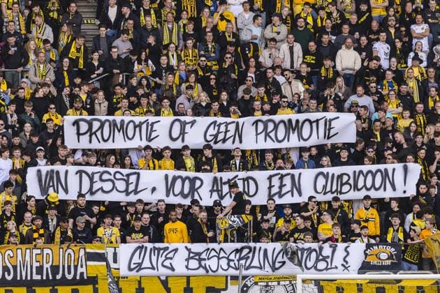 KERKRADE , 06-04-2026 , Parkstad Limburg stadium , season 2025 2026 , Dutch Keuken Kampioen Divisie football , match between Roda JC Kerkrade and Willem II , picture shows banner in the Rode stands Roda JC - Willem II  x202877700x Copyright: