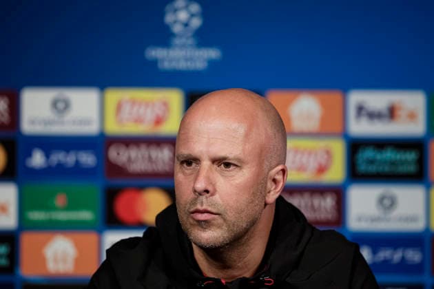 Paris, France - April 7: Liverpool Head Coach Arne Slot talks during the press conference, PK, Pressekonferenz of Liverpool FC at Parc des Princes on April 7, 2026 in Paris, France. (Photo by JustPictures) Paris Parc des Princes France