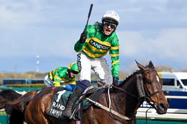 11.04.2026, Aintree, Liverpool, GBR - I am Maximus with Paul Townend up wins the Grand National. Aintree racecourse. (Pferd, Jockey, I am Maximus, Townend, Sieg, Ziel, Zielankunft) 260411C966AINTREE.JPG