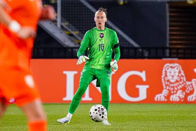 goalkeeper Pauline Peyraud-Magnin of France looks on Netherlands v France, FIFA Women s World Cup 2027 Qualifier, Netherlands v France, Rat Verlegh Stadion, April 14, 2026, Breda, Netherlands.