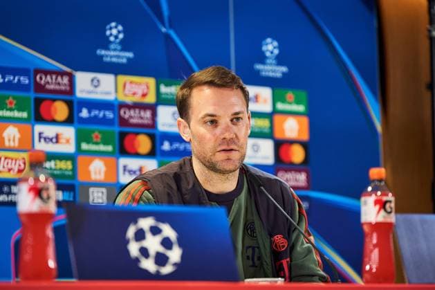 Fußball UEFA Champions League Pressekonferenz FC Bayern München am 14.04.2026 auf dem Trainingsgelände an der Säbener Straße in München Manuel Neuer ( München ) Vincent Kompany ( Trainer Cheftrainer München ) Foto: Photo by FC Bayern München via REVIERFOTO Pressekonferenz FC Bayern München