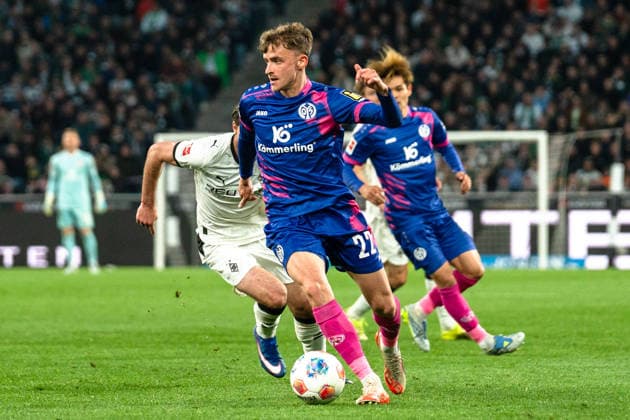 Deutschland: Bundesliga 2025 2026 Borussia Mönchengladbach vs. 1. FSV Mainz 05 30. Spieltag Sonntag, 19.04.2026 Borussia-Park (Nordrhein-Westfalen) Nikolas Veratschnig (1. FSV Mainz 05, 22) Copyright: xCelinaxLeiersx