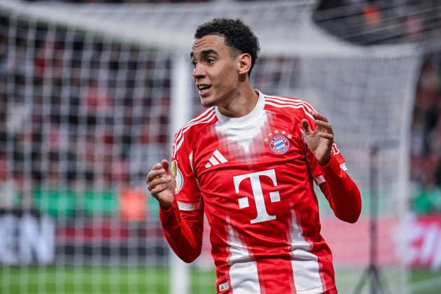 22.04.2026, Fussball DFB-Pokal 2025 2026 Halbfinale, Bayer Leverkusen - FC Bayern München, in der BayArena Leverkusen. Jamal Musiala (FC Bayern München)
