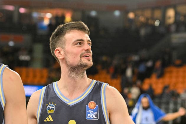 GER, BBL, ratiopharm Ulm vs Alba Berlin 22.04.2026, ratiopharm arena, Neu-Ulm, GER, BBL, ratiopharm Ulm vs Alba Berlin, im Bild Jonas Mattisseck (Berlin, 9)