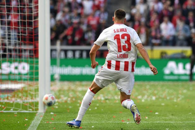 Said El Mala (1. FC Koeln) schiesst freistehend an den Torpfosten waehrend des Spiels der Bundesliga zwischen 1. FC Köln und Bayer 04 Leverkusen, RheinEnergieSTADION am 25. April 2026 in Köln, Deutschland. (Foto von Ralf Treese DeFodi Images) +++ Said El Mala (1. FC Koeln) controls the ball during the Bundesliga match between 1. FC Köln and Bayer 04 Leverkusen at RheinEnergieSTADION on April 25, 2026 in Köln, Germany. (Photo by Ralf Treese DeFodi Images) DFL regulations prohibit any use of photographs as image sequences and or quasi-video. (Photo by Ralf Treese DeFodi Images) -