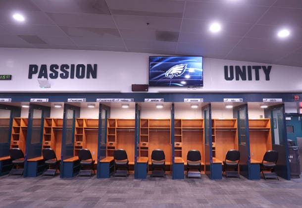 FIFA World Cup, WM, Weltmeisterschaft, Fussball 2026 Philadelphia - Stadiums The Philadelphia Eagles locker room is seen in preparation for the 2026 FIFA World Cup at Lincoln Financial Field in Philadelphia, Pennsylvania, USA, on April 28, 2026. The Philadelphia Stadium will host six matches at the FIFA World Cup 2026, including one knockout-stage fixture on American Independence Day. The full match schedule for the biggest-ever FIFA World Cup has now been unveiled, giving the framework for the 104-game tournament featuring 48 teams across 16 host cities in three countries (Canada, Mexico, and the United States). Philadelphia United States Copyright: xMatrixxImagesx xGentxShkullakux