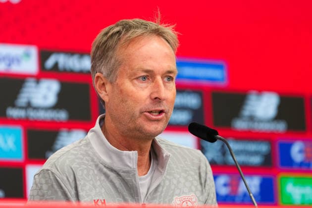 30.04.2026, xydrx, Fußball, Pressekonferenz Bayer 04 Leverkusen mit Cheftrainer Kasper Hjulmand vor dem Bundesliga Heimspiel gegen RB Leipzig, Saison 2025 2026 DFB regulations prohibit any use of photographs as image sequences and or quasi-video. Copyright: HMBxMedia YannisxDreimann
