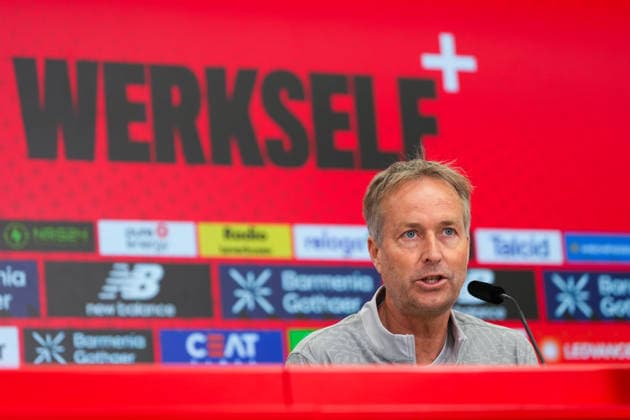 30.04.2026, xydrx, Fußball, Pressekonferenz Bayer 04 Leverkusen mit Cheftrainer Kasper Hjulmand vor dem Bundesliga Heimspiel gegen RB Leipzig, Saison 2025 2026 DFB regulations prohibit any use of photographs as image sequences and or quasi-video. Copyright: HMBxMedia YannisxDreimann