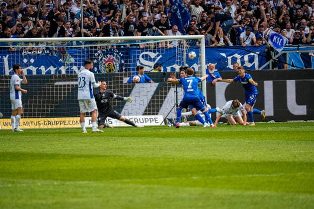 03.05.2026, xdaymx, Fussball 2.Bundesliga, Karlsruher SC - SV Darmstadt 98 Shio Fukuda (Karlsruher SC) mit dem 2:1 Führungstreffer (DFL DFB REGULATIONS PROHIBIT ANY USE OF PHOTOGRAPHS as IMAGE SEQUENCES and or QUASI-VIDEO) Karlsruhe