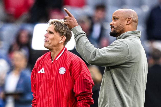 Bayerns Sportdirektor Christoph Freund (FC Bayern München) and Trainer Vincent Kompany (FC Bayern München) Looks on during the UEFA Champions League 2025 26 Semi Final Second Leg match between FC Bayern München and Paris Saint-Germain at Football Arena Munich on May 6, 2026 in Munich, Germany. (Photo by Harry Langer DeFodi Images) -