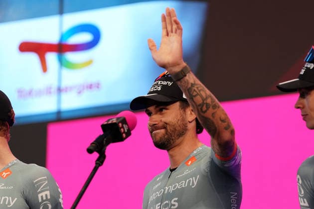 Italy™s Filippo Ganna of Netcompany Ineos during the teams presentation ahead of the Giro d™Italia cycling race in Burgas. The race starts on Friday, May 8, with the first stage over 160 km, from Nessebar to Burgas, Bulgaria - Wednesday, May 6, 2026. - cycling.  Copyright: xMassimoxPaolonex xLaPressex