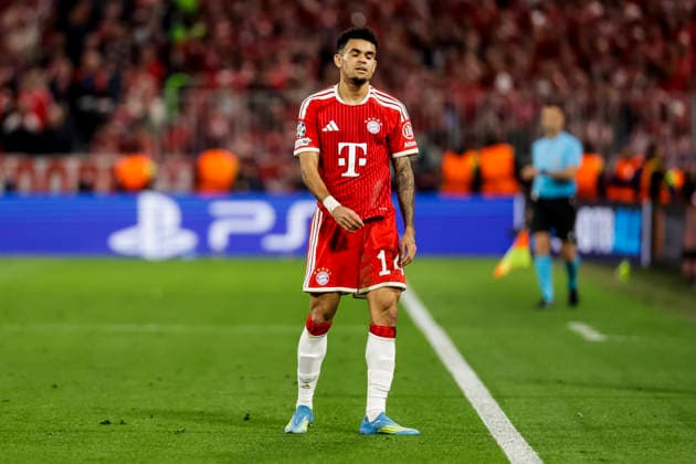 MUNICH, GERMANY - MAY 6: Luis Diaz (FC Bayern Muenchen, 14) disappointed during the UEFA Champions League Semi-Final between FC Bayern Muenchen vs Paris Saint-Germain at Allianz Arena at Semi-Finals 2nd leg of the UEFA Champions League on May 6, 2026 in Munich, Germany. Bavaria Germany Copyright: xSteffiexWunderlx