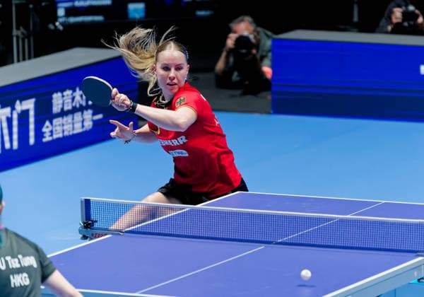 Annett Kaufmann, Deutschland, SV DJK Kolbermoor, U19-Weltmeisterin 2024 und Deutsche Meisterin 2025 und 2026, am 7. Mai im Viertelfinale der Team-Weltmeisterschaften im Tischtennis in London gegen Hongkong in der Ovo Arena Wembley. Annett Kaufmann, Deutschland, SV DJK Kolbermoor, U19-Weltmeisterin 2024 und Deutsche Meisterin 2025 und 2026, am 7. Mai im Viertelfinale der Team-Weltmeisterschaften im Tischtennis in London gegen Hongkong in der Ovo Arena Wembley. Deutschland gewinnt mit 3:1. London OVO Arena Wembley London England
