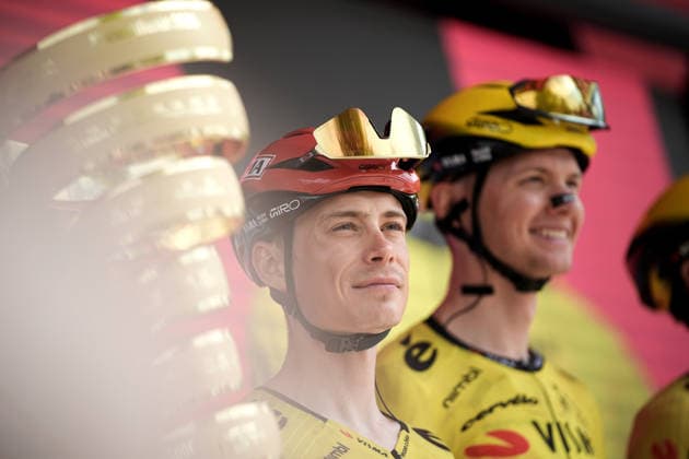 Denmark™s Jonas Vingegaard Hansen of Team Visma Lease A Bike during Stage 2 of the Giro d™Italia, from Burgas to Veliko Tarnovo, Bulgaria, Saturday, May 9, 2026.  Copyright: xMarcoxAlpozzi LaPressex