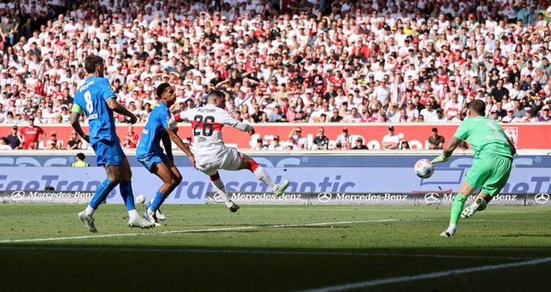 09.05.26 VfB Stuttgart - Bayer 04 Leverkusen Deutschland, Stuttgart, 09.05.2026, Fussball, Bundesliga, Saison 2025 2026, VfB Stuttgart - Bayer 04 Leverkusen: Deniz Undav (VfB Stuttgart); Tor 3:1 Undav.