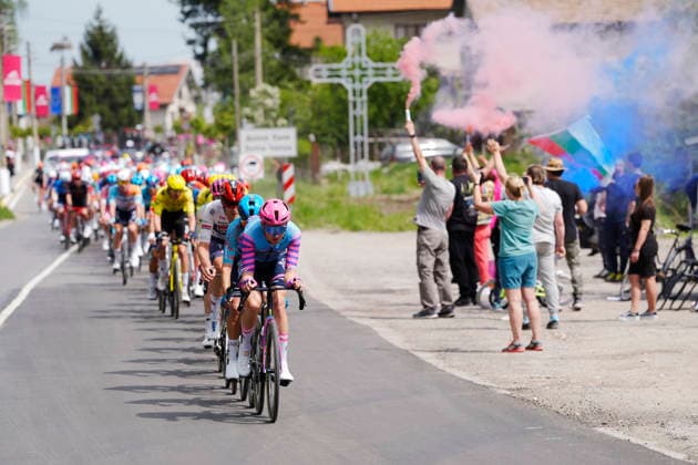 The pack rides during Stage 3 of the Giro d™Italia, from Plovdiv to Sofia, Bulgaria, Sunday, May 10, 2026.  Copyright: xFabioxFerrari LaPressex