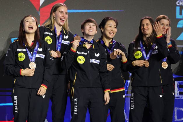 Germany after final at 2026 Table tennis, Tischtennis team world championships in London; 10 05 2026 -