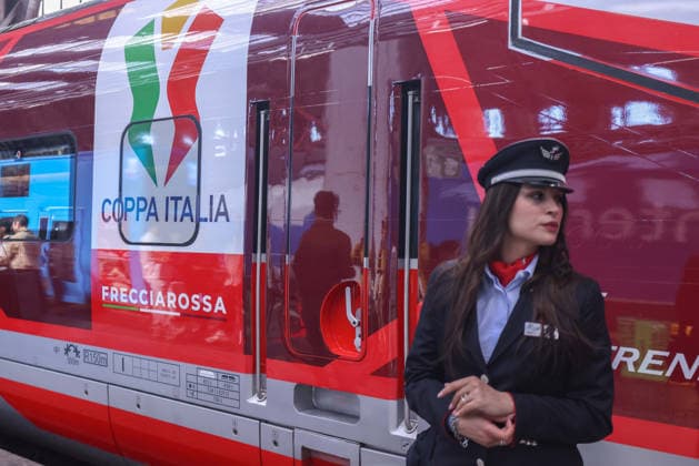 The Italian Cup s journey from Milan to Rome during the Frecciarossa Italian Cup 2025 2026 final soccer match between Lazio and Inter Milan at the Stadio Olimpico in Rome, Italy - May 12, 2026 - Soccer  Copyright: xPhotoxbyxStefanoxNicoli LaPressex