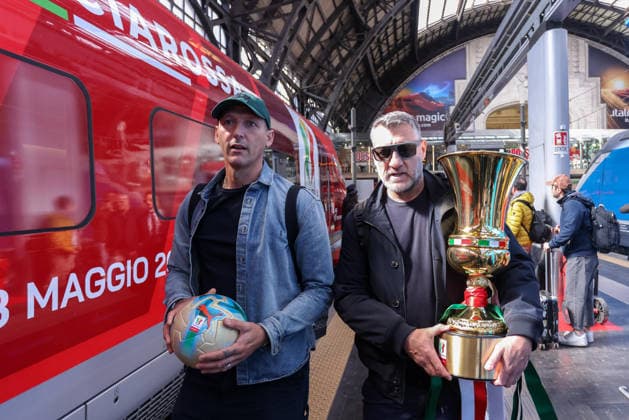 The Italian Cup s journey from Milan to Rome during the Frecciarossa Italian Cup 2025 2026 final soccer match between Lazio and Inter Milan at the Stadio Olimpico in Rome, Italy - May 12, 2026 - Soccer  Copyright: xPhotoxbyxStefanoxNicoli LaPressex