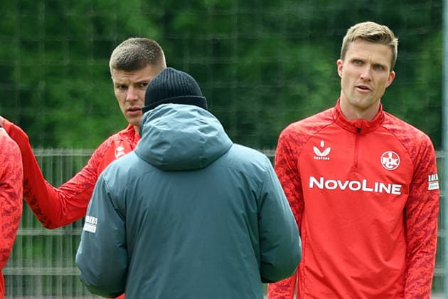 12.05.2026, xrekx, Fussball 2.Bundesliga, 1.FC Kaiserslautern - Training v.l. Torsten Lieberknecht Trainer (1.FC Kaiserslautern) Erik Wekesser (1.FC Kaiserslautern) Fabian Kunze (1.FC Kaiserslautern) (DFL DFB REGULATIONS PROHIBIT ANY USE OF PHOTOGRAPHS as IMAGE SEQUENCES and or QUASI-VIDEO) Kaiserslautern