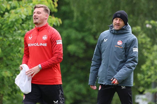 12.05.2026, xrekx, Fussball 2.Bundesliga, 1.FC Kaiserslautern - Training v.l. Marlon Ritter (1.FC Kaiserslautern) Torsten Lieberknecht Trainer (1.FC Kaiserslautern) (DFL DFB REGULATIONS PROHIBIT ANY USE OF PHOTOGRAPHS as IMAGE SEQUENCES and or QUASI-VIDEO) Kaiserslautern