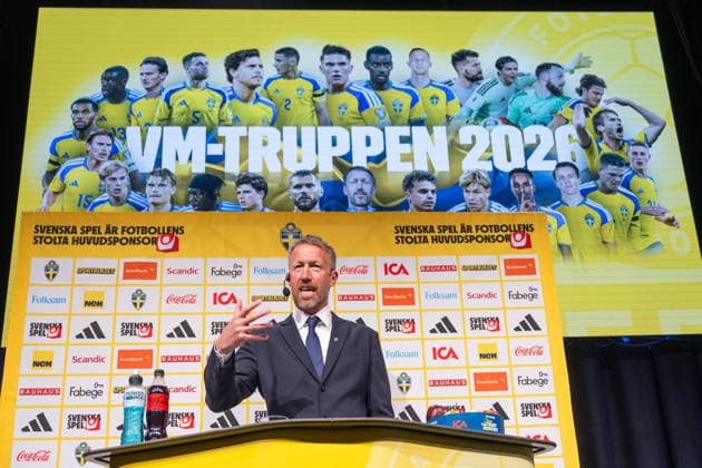 260512 Head coach Graham Potter of the Swedish men s national football team during a press conference, PK, Pressekonferenz on May 12, 2026 in Stockholm. Photo: Jonathan Näckstrand BILDBYRAN COP 94 JN0270 fotboll football soccer fotball vm FIFA World Cup, WM, Weltmeisterschaft, Fussball presskonferens press conference sverige sweden sverige a bbeng Copyright: JONATHANxNÄCKSTRAND BB260512JN038