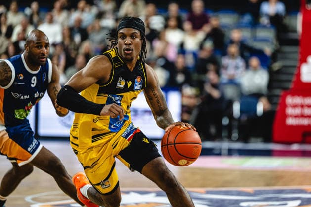 Rostock, Deutschland 12. Mai 2026: easyCredit BBL Play-Ins - 2025 2026 - Rostock Seawolves gegen MHP Riesen Ludwigsburg Im Bild: Stefan Smith (MHP RIESEN Ludwigsburg) Stadthalle Rostock Mecklenburg-Vorpommern Copyright: xFotostandx xVoelkerx