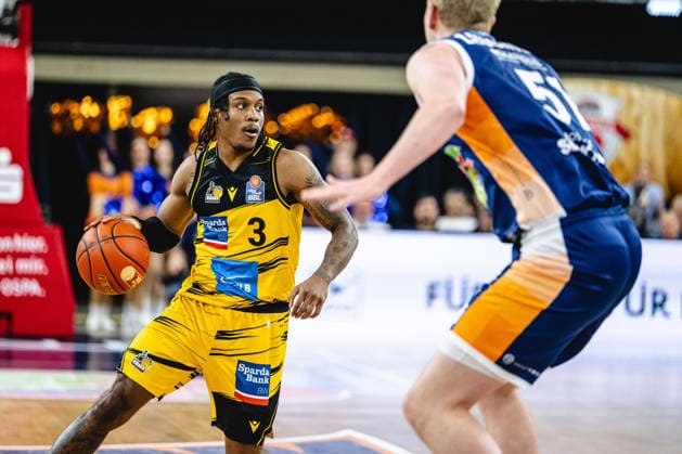 Rostock, Deutschland 12. Mai 2026: easyCredit BBL Play-Ins - 2025 2026 - Rostock Seawolves gegen MHP Riesen Ludwigsburg Im Bild: Stefan Smith (MHP RIESEN Ludwigsburg) Stadthalle Rostock Mecklenburg-Vorpommern Copyright: xFotostandx xVoelkerx